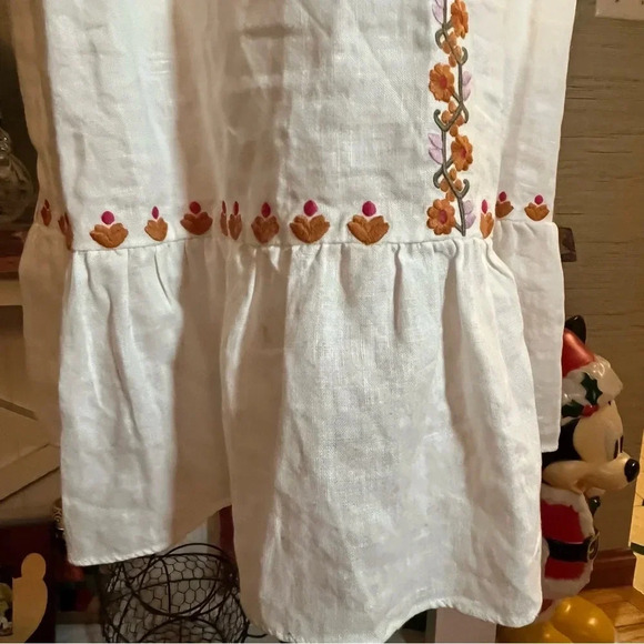 Madewell lighthouse embroidered floral linen shift dress Woman’s Size Small Boho - Picture 4 of 8